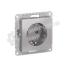 Механизм розетки 1-м СП AtlasDesign с заземл. защ. шторки 16А алюм. SchE ATN000345