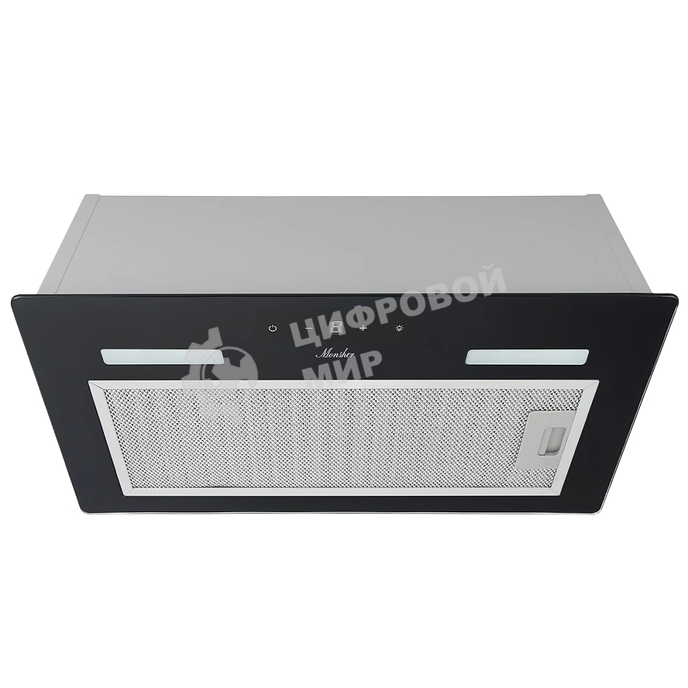 Встраиваемая вытяжка Monsher MASSY 60 Noir, 52 см, сенсорное управление, 3 скорости, 650 м3/ч, LED освещение, таймер, черный