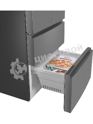 Холодильник Maunfeld MFF180NFSE01 нержавеющая сталь трехкамерный 224/113л морозилка снизу, No Frost