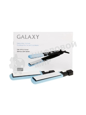 Выпрямитель для волос Galaxy GL 4505 черный/голубой, 27,5/57 мм, 200 °C, 1 режим