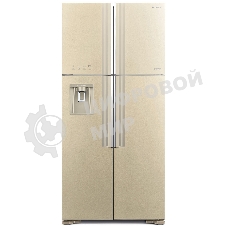 Холодильник Hitachi R-W660PUC7 GBE бежевый стекло двухкамерный инвертер 396/144л морозилка сверху, No Frost, Side by Side