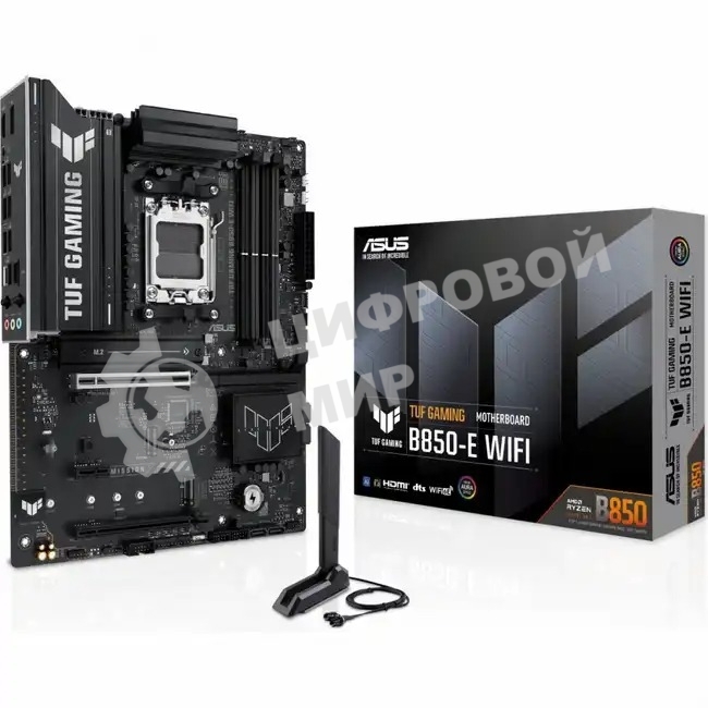Материнская плата ASUS TUF Gaming B850-E WiFi, AM5, AMD B850, 4xDDR5, 4xSATA, 3xM.2, 1xPCIe 5.0 x16, 1xPCIe 4.0 x16, 1xPCIe x1, 1xDP, 1xHDMI, 2xUSB-C (1x10Gbps, 1x20Gbps), 3xUSB-A 5Gbps, 3xUSB-A 2.0, 1x2.5Gb LAN, Wi-Fi 6E, Bluetooth 5.3, 3x3.5 мм, 7.1, ATX