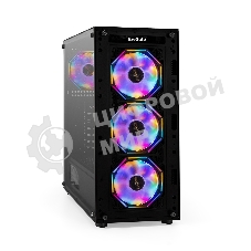 Компьютерный корпус Miditower ExeGate i3 BASE-EVO800 (ATX, БП EVO800RGb с вент. 12 см, с окном, 1хUSB+1хUSB 3.0, аудио, 4 вент. 12см с RGb подсветкой)
