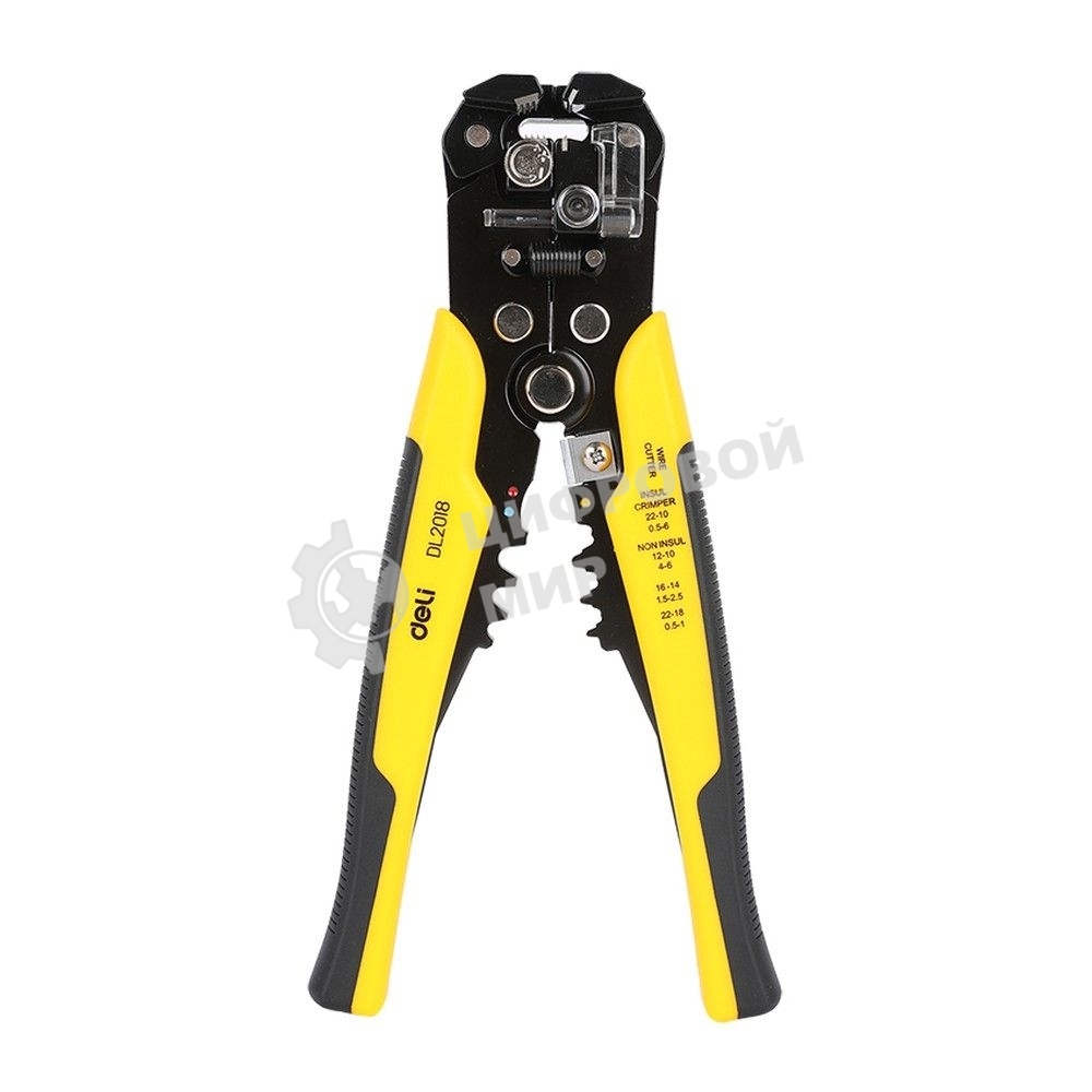 Инструмент многофункциональный для зачистки проводов (стриппер) 3-в-1 Deli DL2018 175мм, диапазон зачистки 0,6-2,6 мм, пружина с автоматическим возвратом