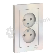 Розетка 2-м AtlasDesign без заземл. 16А в сборе жемчуг SchE ATN000420