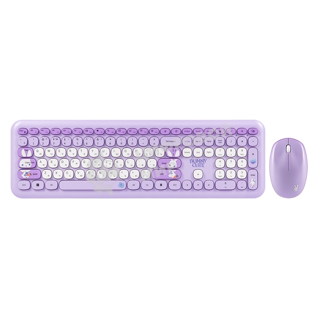 Комплект клавиатура+мышь Smartbuy Cute Bunny беспроводной, USB, 1000 DPI, сиреневый/белый