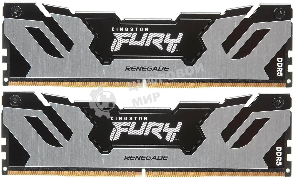 Оперативная память Kingston Fury Renegade, DDR5, 32Gb (2x16Gb), 7200MHz, CL38, DIMM, с радиатором, серебристый/черный