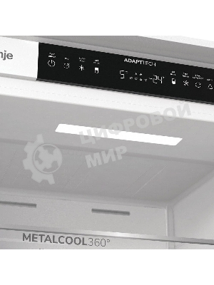 Встраиваемый холодильник Gorenje NRKI519E82WF, 193 см, электронное управление, цифровой дисплей, Wi-Fi, NoFrost Dual, Multiflow 360, контейнер CrispZone с контролем влажности, функция ConvertActive, AdaptTech, MultiAdjust, жесткое крепление, инверторный компрессор, уровень шума 35 дБ