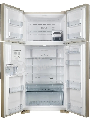 Холодильник Hitachi R-W660PUC7 GBE бежевый стекло двухкамерный инвертер 396/144л морозилка сверху, No Frost, Side by Side