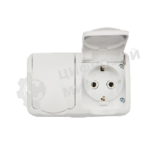 Блок из 2 розеток горизонтальный Kranz Mini OG открытой установки с заземлением, керамика, IP54 белый