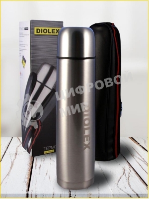 Термос Diolex DX-1000-B 1000 мл, с узкимгорлом, в чехле, нержавеющая сталь