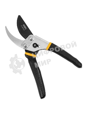 Секатор Deli DL580204 Размер 200 мм. Макс диаметр резки 15 мм. Сталь 55С. Термообработанная поверхность. Тефлоновая уплотненная пластиковая ручка.