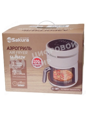 Аэрогриль Sakura SA-7682W черный, 1200 Вт, 3 л, сенсор, 12 программ