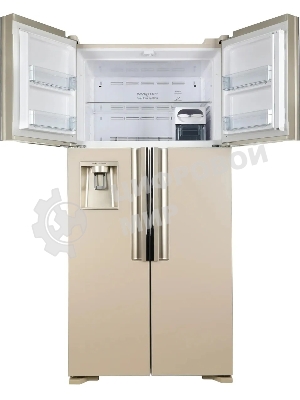 Холодильник Hitachi R-W660PUC7 GBE бежевый стекло двухкамерный инвертер 396/144л морозилка сверху, No Frost, Side by Side