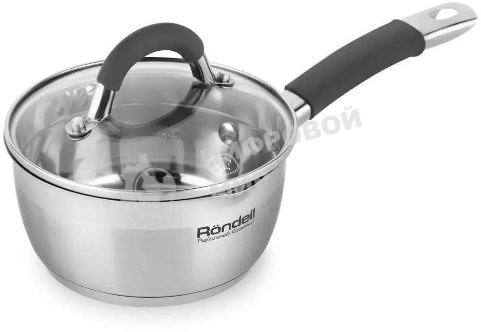 Ковш Rondell Flamme RDS-026, 1.3л, 16см, с крышкой, стальной