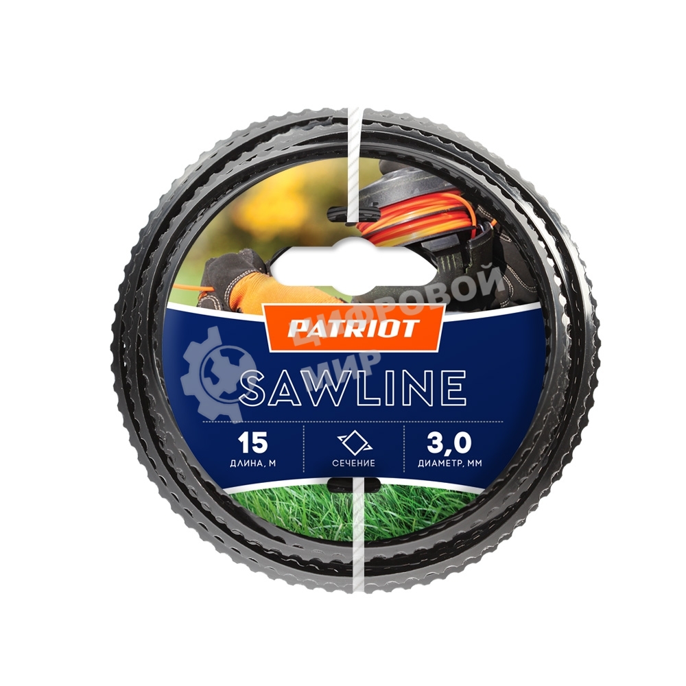 Леска Sawline D 3,0 мм L 15 м (квадрат,пилообразный профиль) 300-15-5 на пластиковой обойме,блистерн