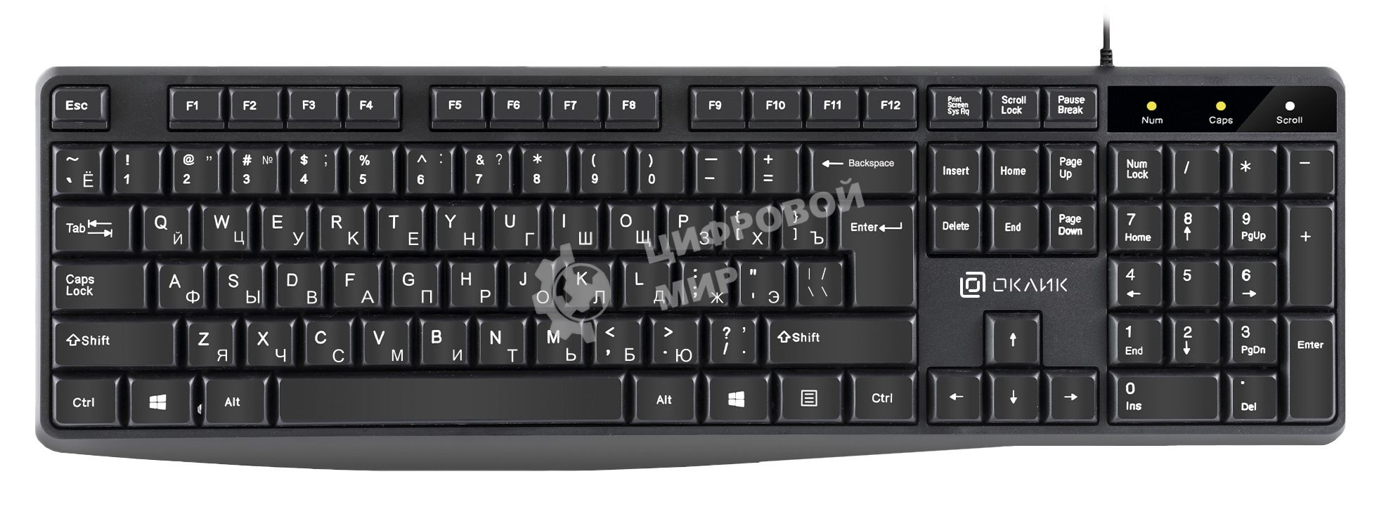 Клавиатура проводная Oklick 145M, USB, черный