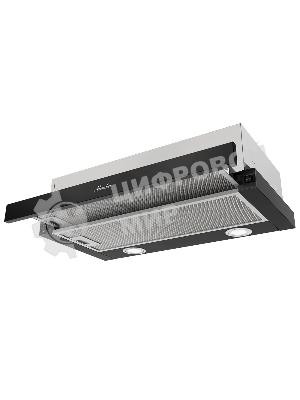 Встраиваемая вытяжка MONSHER, телескопическая, 60 см, High-Tech, макс. Производительность 650 м3/ч, 2 скорости, механическое управление, светодиодное освещение, уровень шума 53 дБ, черный