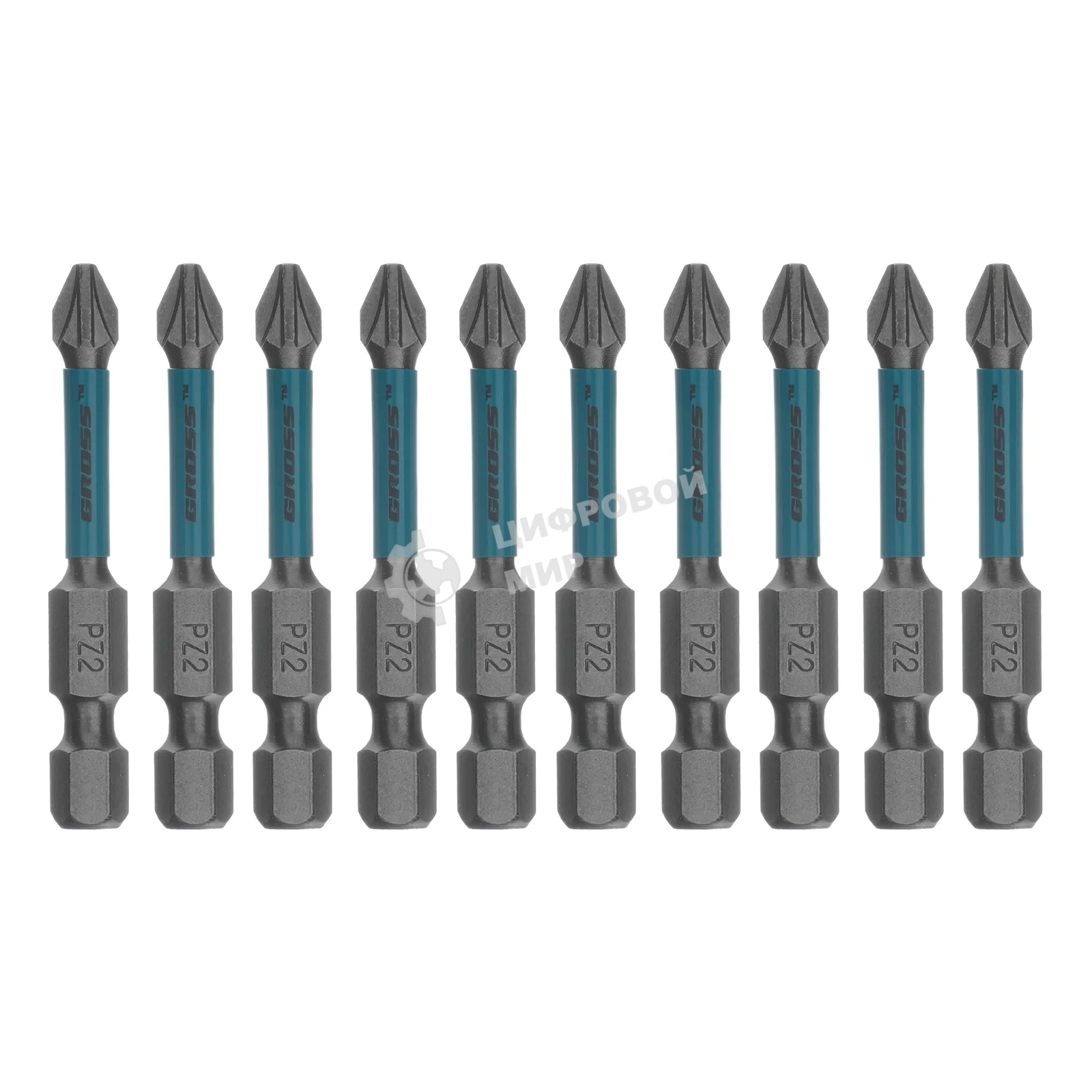 Набор бит Gross торсионных PZ2x50 мм, для ударных шуруповертов, отрывн., 10 шт.