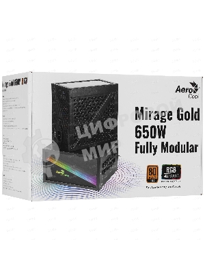 Блок питания Aerocool/Formula MIRAGE GOLD 650W, 650Вт, 80 PLUS Gold, 120мм, модульный, черный