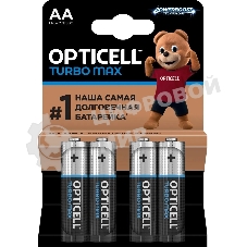 Батарея Opticell Turbo MAX LR6 AA (4шт) блистер