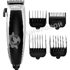 Машинка для стрижки ARESA AR-1803(Мощность 8 Вт. Регулируемая длина лезвия. 4 сменные насадки: 3, 6, 9 и 12 мм. Аксессуары: щеточка для чистки лезвия, расческа, масленка, ножницы.)