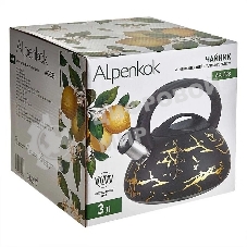 Чайник для плиты ALPENKOK AK-538 из нерж.стали 3л,со свистком,индукционное дно