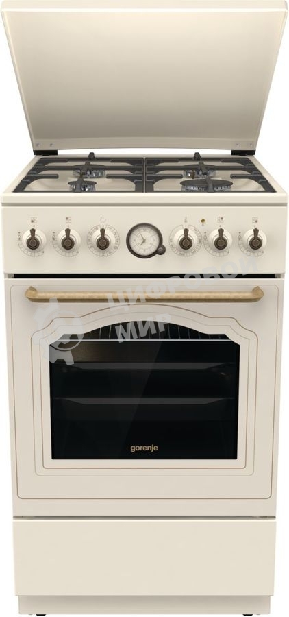 Плита комбинированная Gorenje GKS5B70CLI бежевый, конфорок 4 газовых, духовка 70 л, 50 см x 85 см x 59.4 см