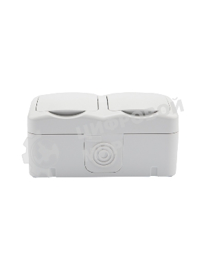 Блок из 2 розеток горизонтальный Kranz Mini OG открытой установки с заземлением, керамика, IP54 белый