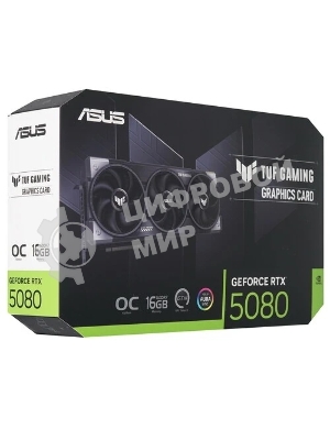 Видеокарта ASUS TUF-RTX 5080-O16G-GAMINGRTX 5080,HDMIx2,DPx3,16G,D7; 90YV0M30-M0NA00 (TUF-RTX 5080-O16G-GAMING)