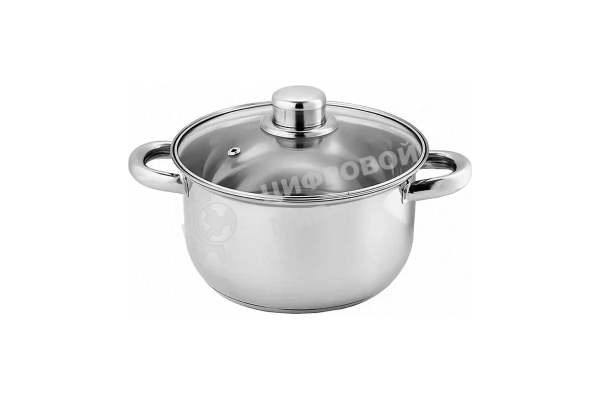 Кастрюля WEBBER BE-156/2 2,6 л, 18 см, нержавеющая сталь, со стеклянной крышкой