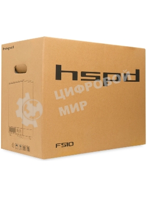 Компьютерный корпус без блока питания HSPD F510, Panoramic Mid Tower, черный, TG, 0.5 SPCC, no fans ATX, mATX, mITX 180/280/160мм 1x2.5