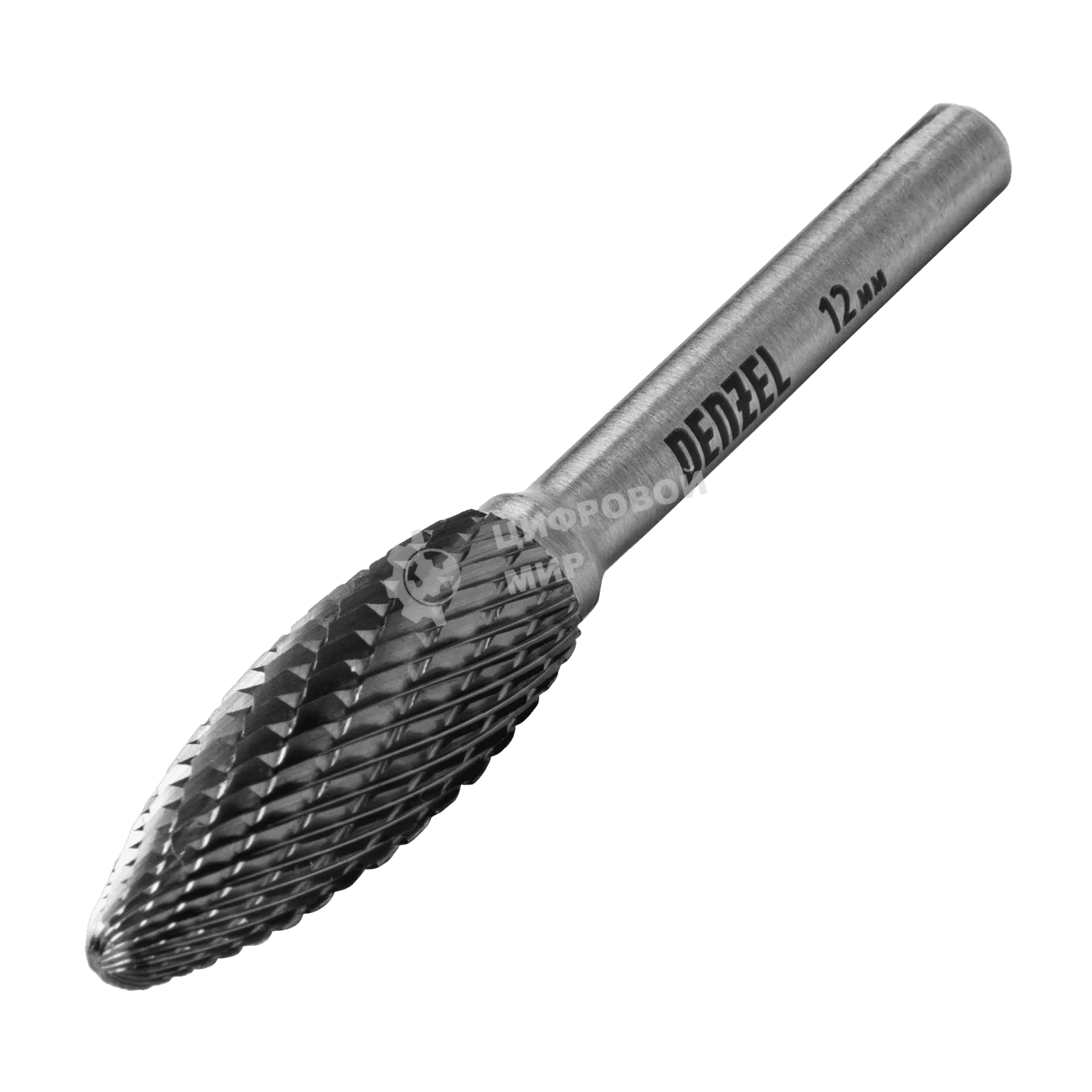Борфреза по металлу Denzel твердосплавная, элипсообразная, тип-H, 12 мм