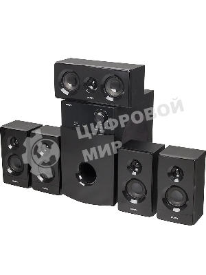 Аудиоколонки SVEN HT-210, черный, акустическая система 5.1, мощность (RMS):50Вт+5x15Вт, Bluetooth, Optical, Coaxial, FM-тюнер, USB/SD, дисплей, ПДУ