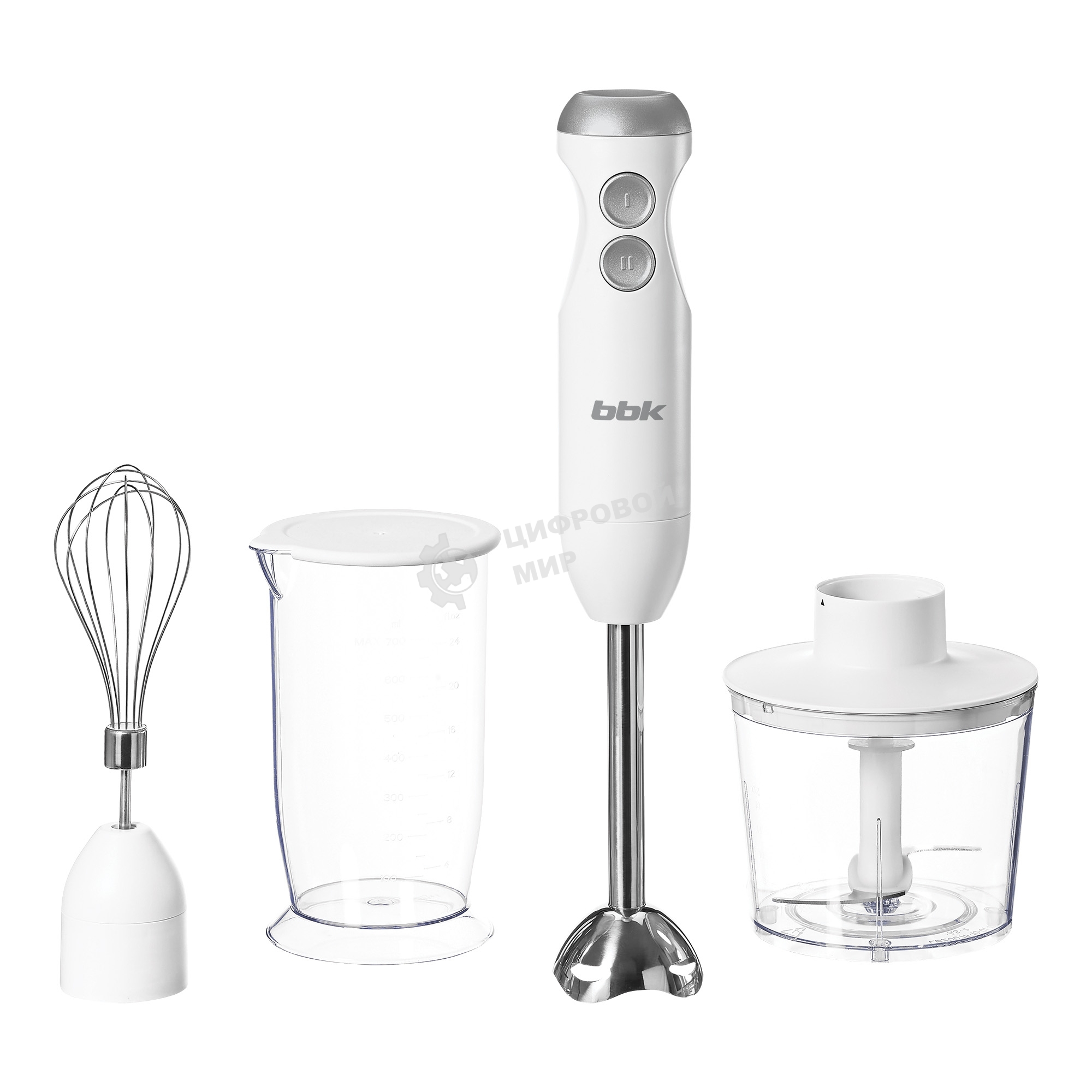 Блендер погружной BBK KBH1402 белый, 800 Вт, 2 скорости, турбо