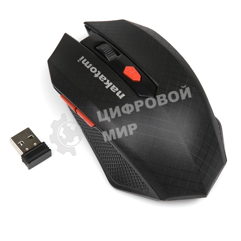 Мышь беспроводная Nakatomi MRON-08U черный, 1600 dpi, радиоканал, USB, кнопки - 6
