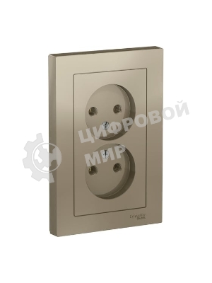 Розетка 2-м AtlasDesign без заземл. 16А в сборе шампань SchE ATN000520