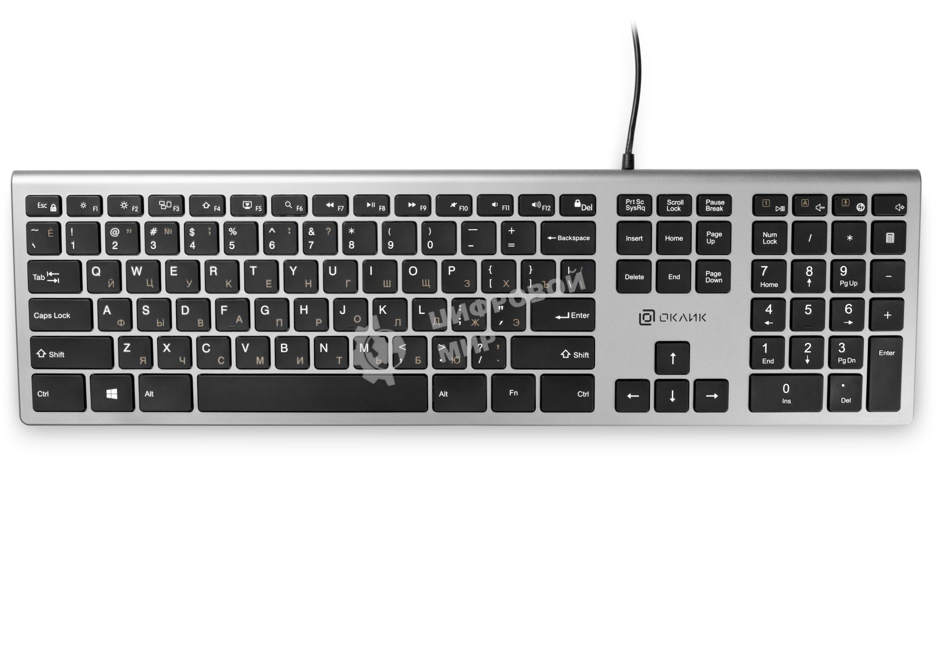 Клавиатура Oklick 890S проводная, USB Type-A, серый