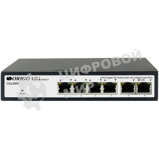 Коммутатор Smart Managed L2 PoE Switch 4 x 1000Base-T PoE+, 2 x 1000Base-T, PoE-60W budget