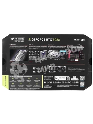 Видеокарта ASUS TUF-RTX 5080-O16G-GAMINGRTX 5080,HDMIx2,DPx3,16G,D7; 90YV0M30-M0NA00 (TUF-RTX 5080-O16G-GAMING)
