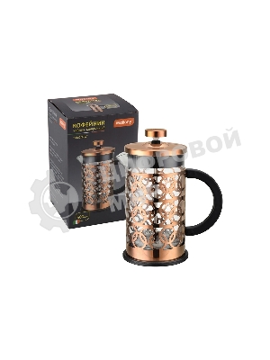 Френч-пресс MALLONY BRONZO объем: 600 мл, из боросил стекла, корпус из нерж стали (медный) (950154)