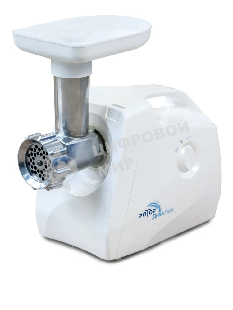 Мясорубка электрическая Ротор Дива Люкс ЭМШ 35/300-3 белый, 1500 Вт, 0.6 кг/мин, реверс, насадки - 4