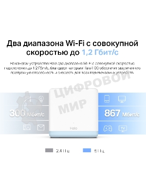 Система MESH AC1200 Whole Home Mesh Wi-Fi System, 2 Internal Antennas, 2 Gb ports(WAN/LAN)