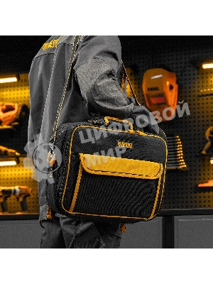Сумка для инструмента Denzel 400х170х300 мм, 3 отделения, 28 карманов, наплечный ремень