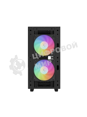 Компьютерный корпус Deepcool CH360 без БП, боковое окно (закаленное стекло), 2x140мм ARGb LED вентилятор спереди и 1x120мм ARGb LED вентилятор сзади, черный, mATX