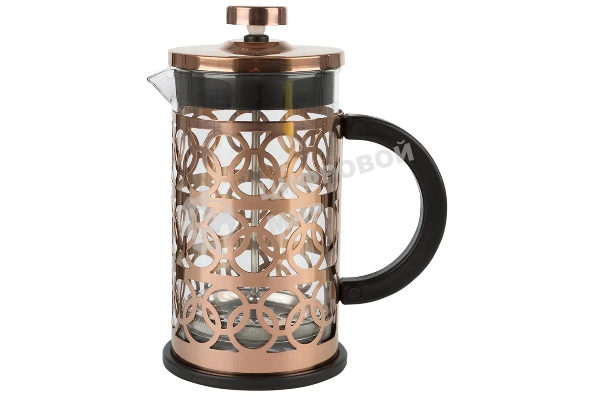 Френч-пресс MALLONY BRONZO объем: 600 мл, из боросил стекла, корпус из нерж стали (медный) (950154)