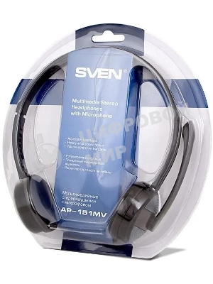 Гарнитура проводная мультимедийная с микрофоном SVEN AP-151MV, черный