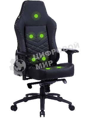 Кресло Cactus CS-CHR-0112BL-M черный, экокожа, 120 кг, подголовник, регулируемые подлокотники, механизм качания