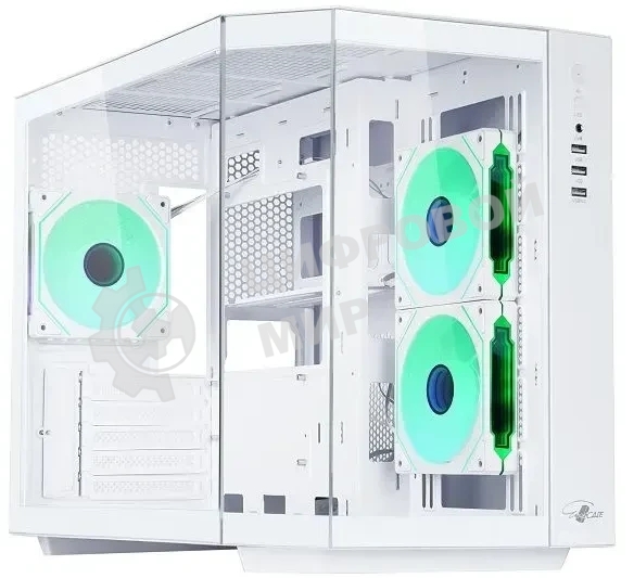 Корпус mATX Eurocase M2771 white, без БП, закаленное стекло 2 стороны