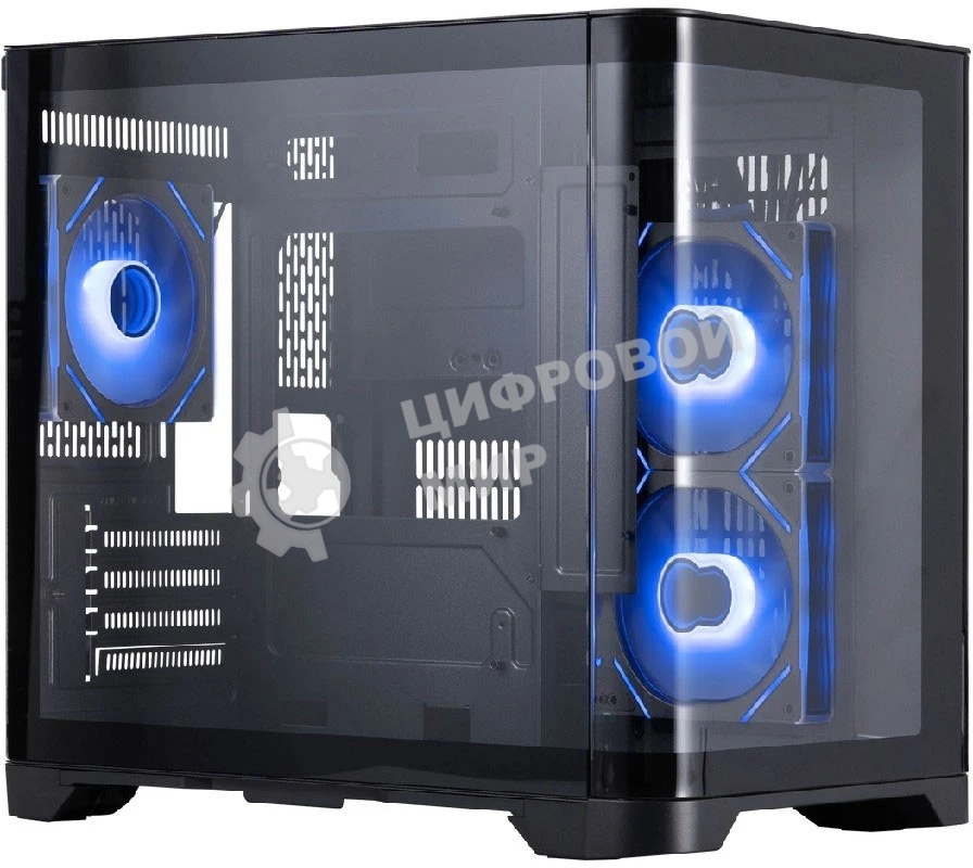 Компьютерный корпус 1STPLAYER UVIEW UV5 ARGB черный mATX 3x120мм ARGB fans UV5-BK-2FC7R-1FC7